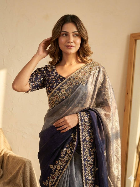 Shaded color in soft Frendy Chiffon Saree