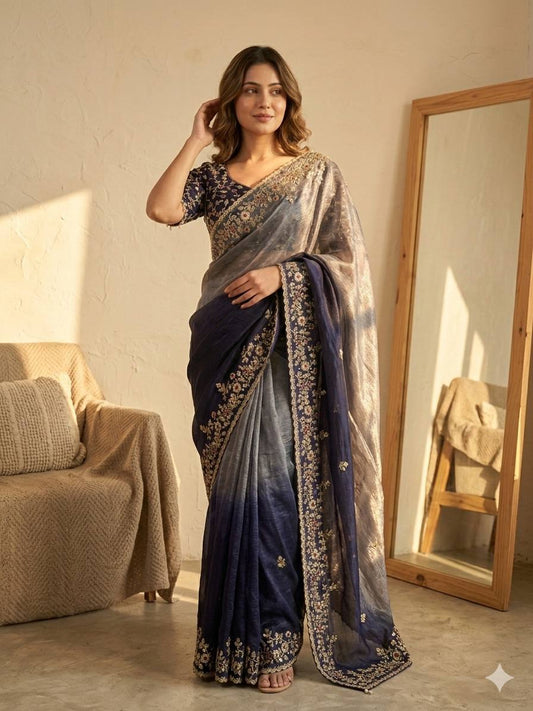 Shaded color in soft Frendy Chiffon Saree