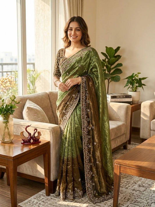 Shaded color in soft Frendy Chiffon Saree