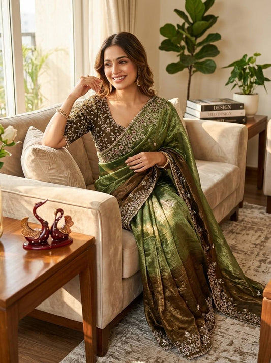 Shaded color in soft Frendy Chiffon Saree