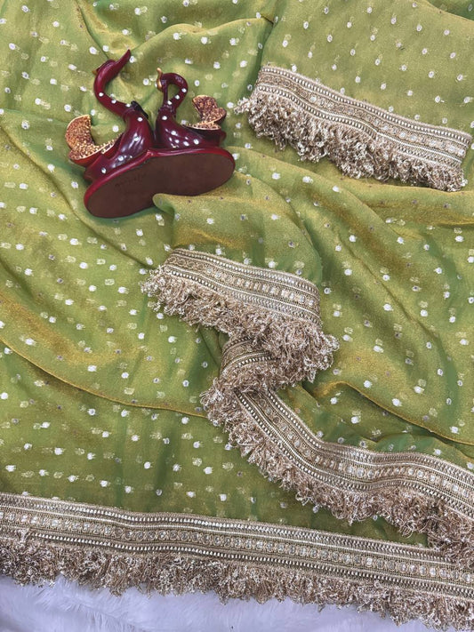 Moss silk with Jaquard Butti Saree