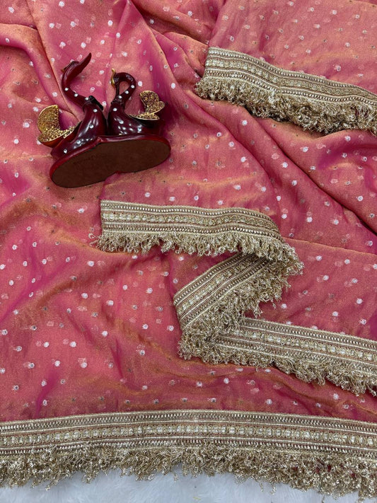 Moss silk with Jaquard Butti Saree