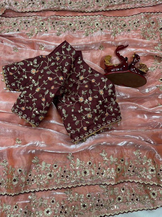 Soft Gmy Silk Beautiful Sequence embroidery work saree