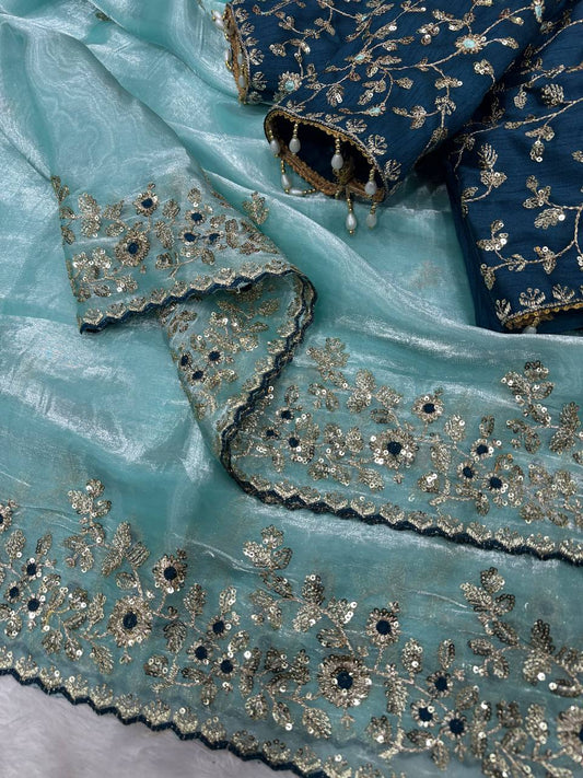 Soft Gmy Silk Beautiful Sequence embroidery work saree