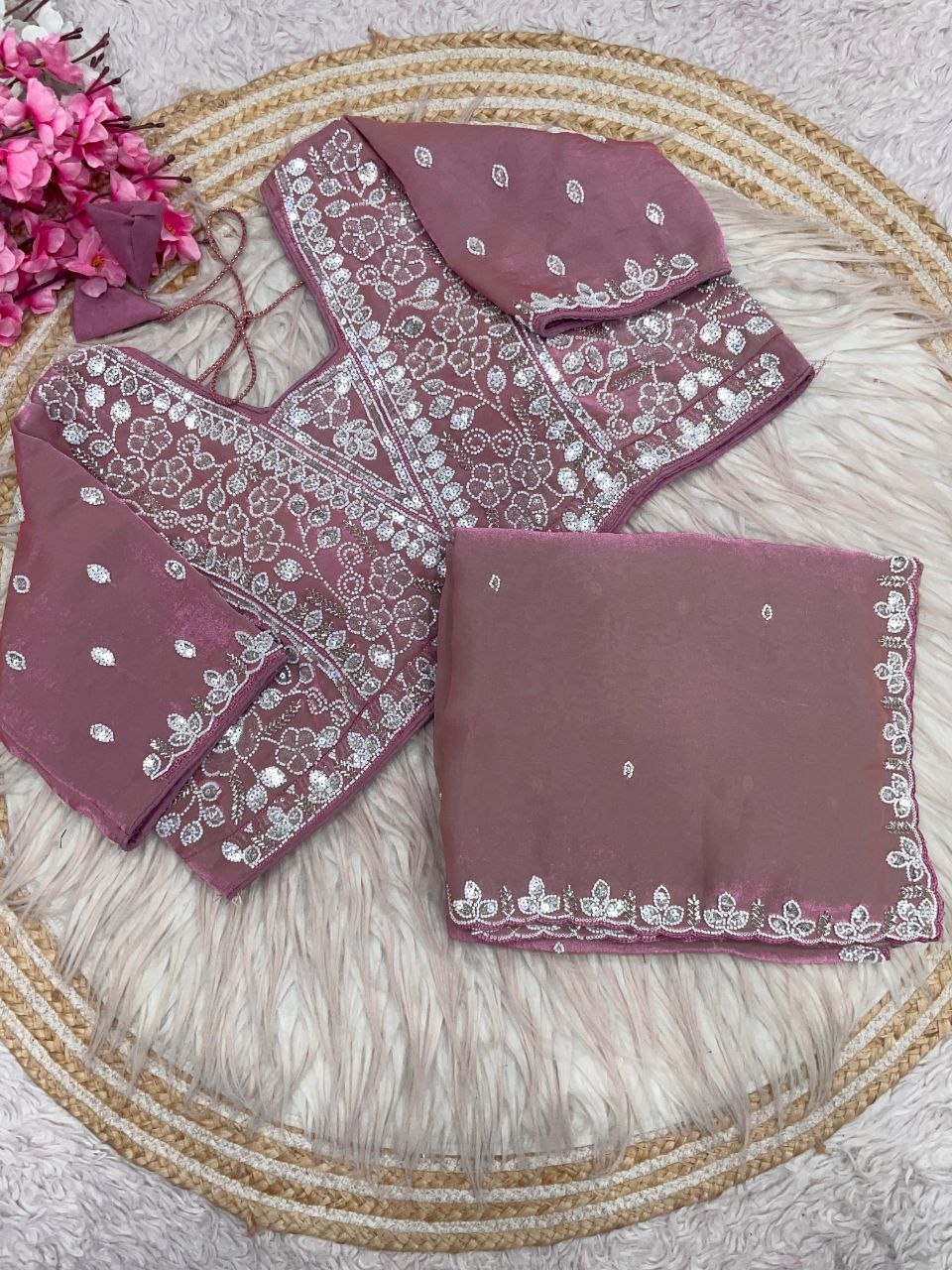 Beautiful Sequence Brits C- pallu work along saree