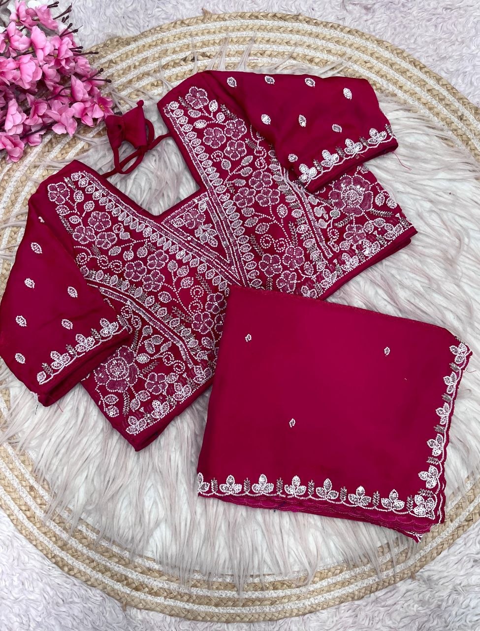 Beautiful Sequence Brits C- pallu work along saree