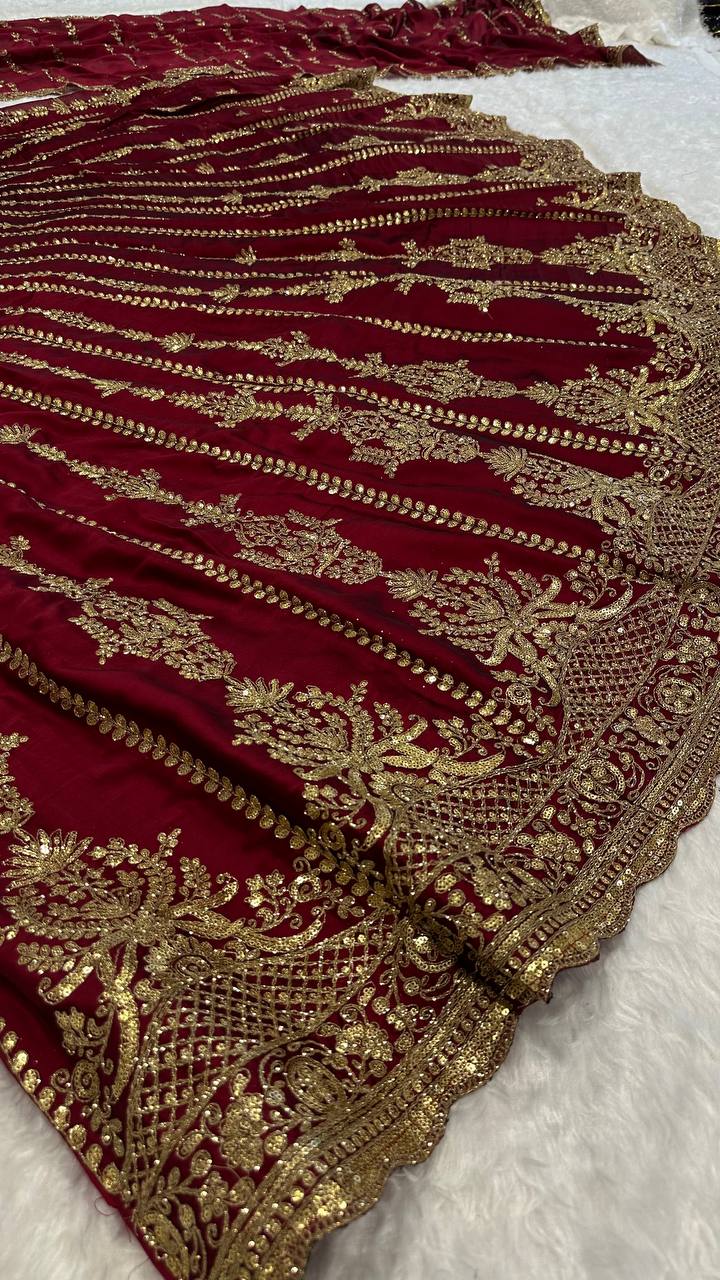 Kasturi silk lehenga with sequins dori & zari work choli