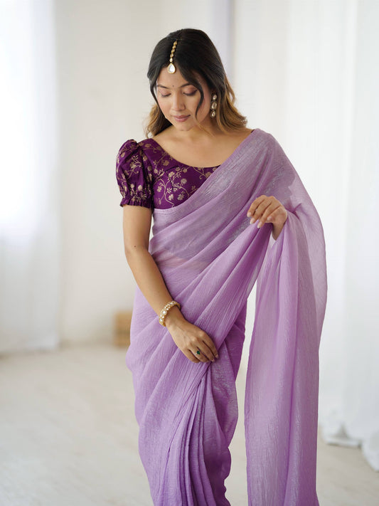sparkle silk ready to wear saree with adjustable hooks