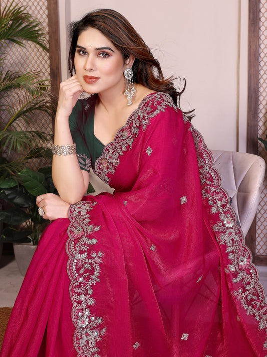 Party Wear Soft Fendy Chiffon silk Saree