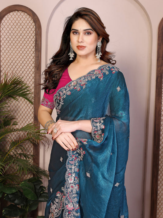 Party Wear Soft Fendy Chiffon silk Saree