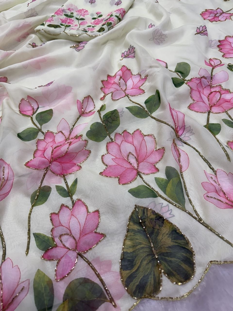 Soft Tebby silk with floral print saree