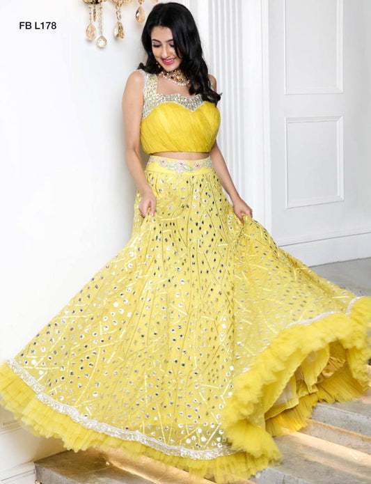 Georget lehnga with zari & foil paper work lehenga