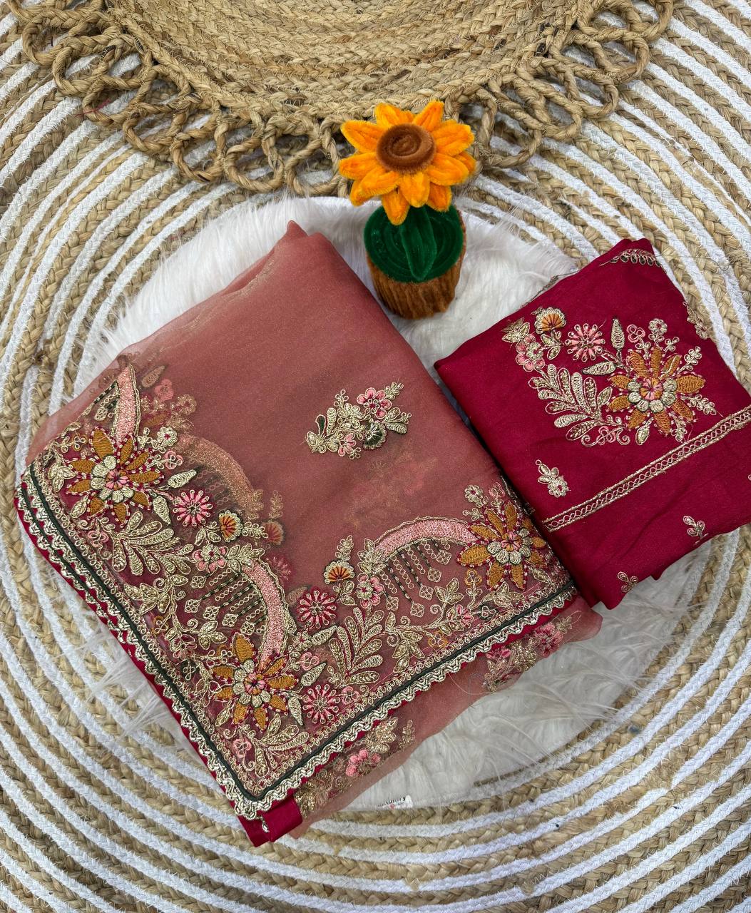 Premium soft zippy silk with c pallu multi thread and zari embroidery saree