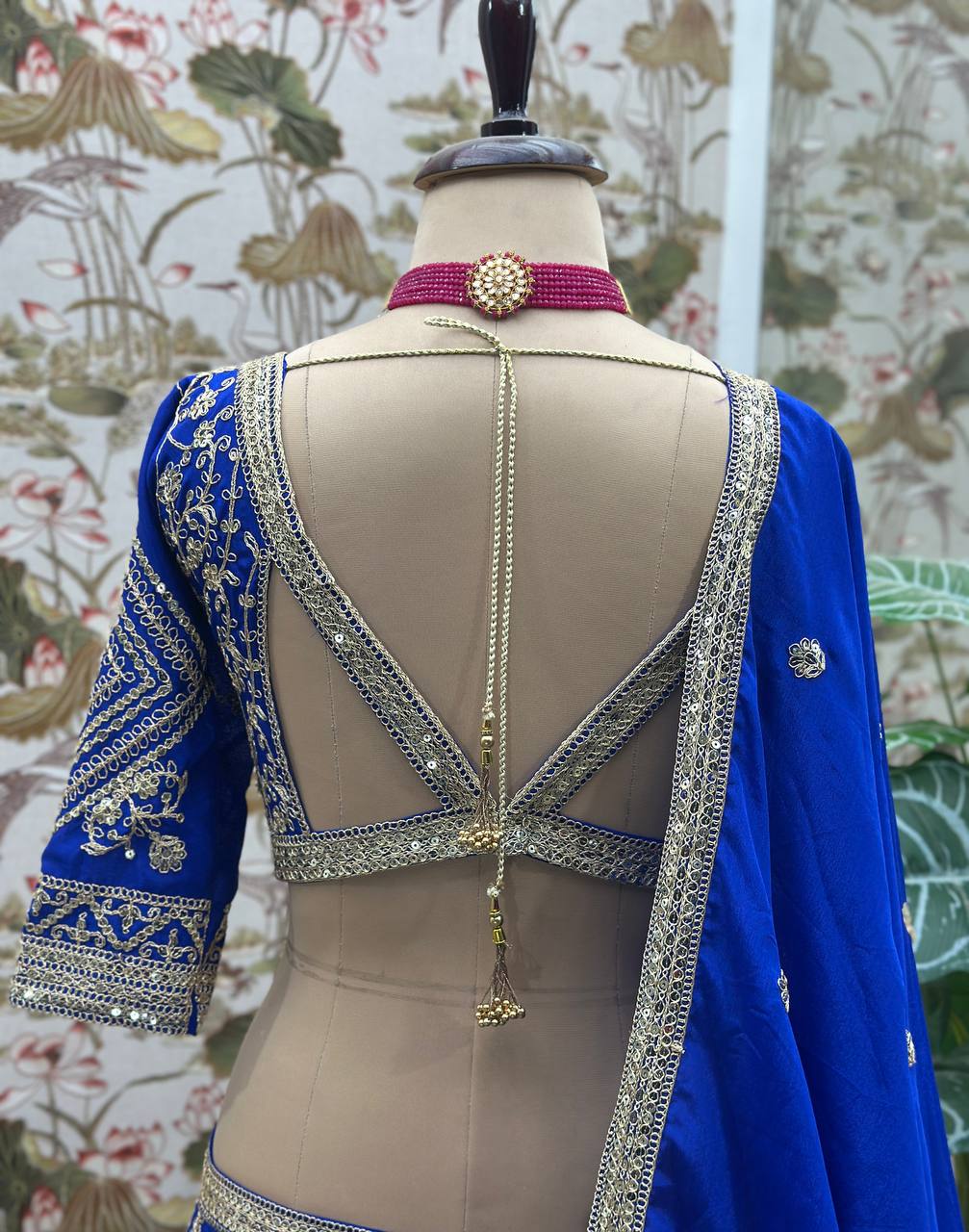 Chinon Sequins and Codding Embroidery Work Lehenga