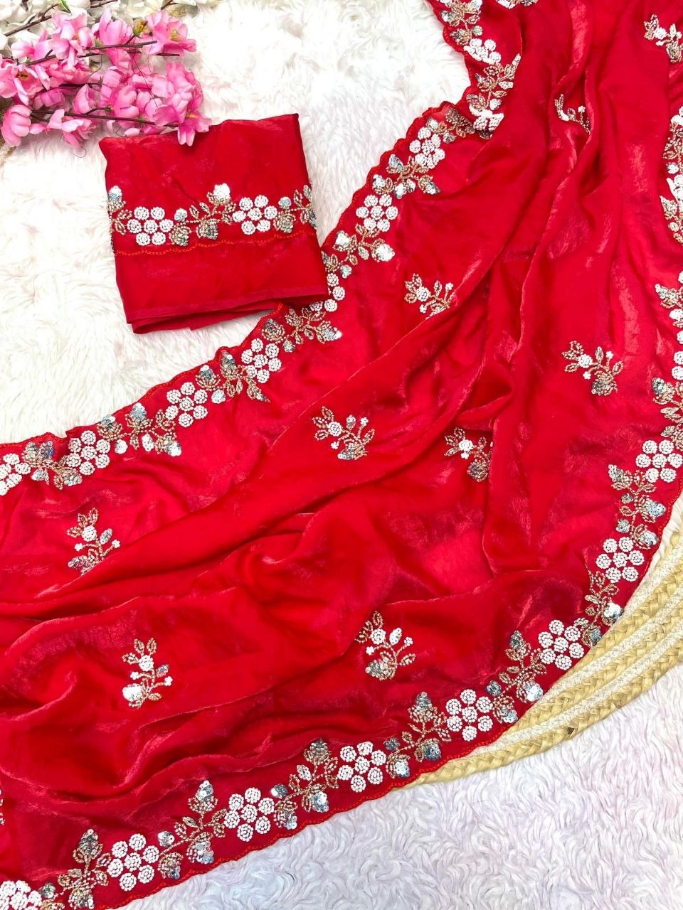 Beautiful Sequence Brits C- pallu work along saree