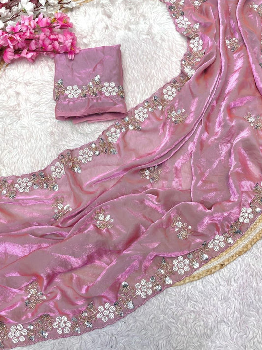 Beautiful Sequence Brits C- pallu work along saree