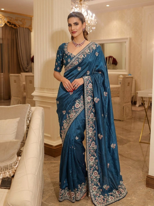 Designer Party Wear Pure Soft Tissue Silk Saree