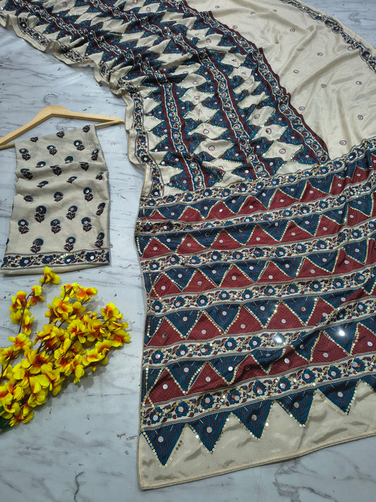 Presenting You Most Beautiful Latest Real Mirror Work Saree Collection