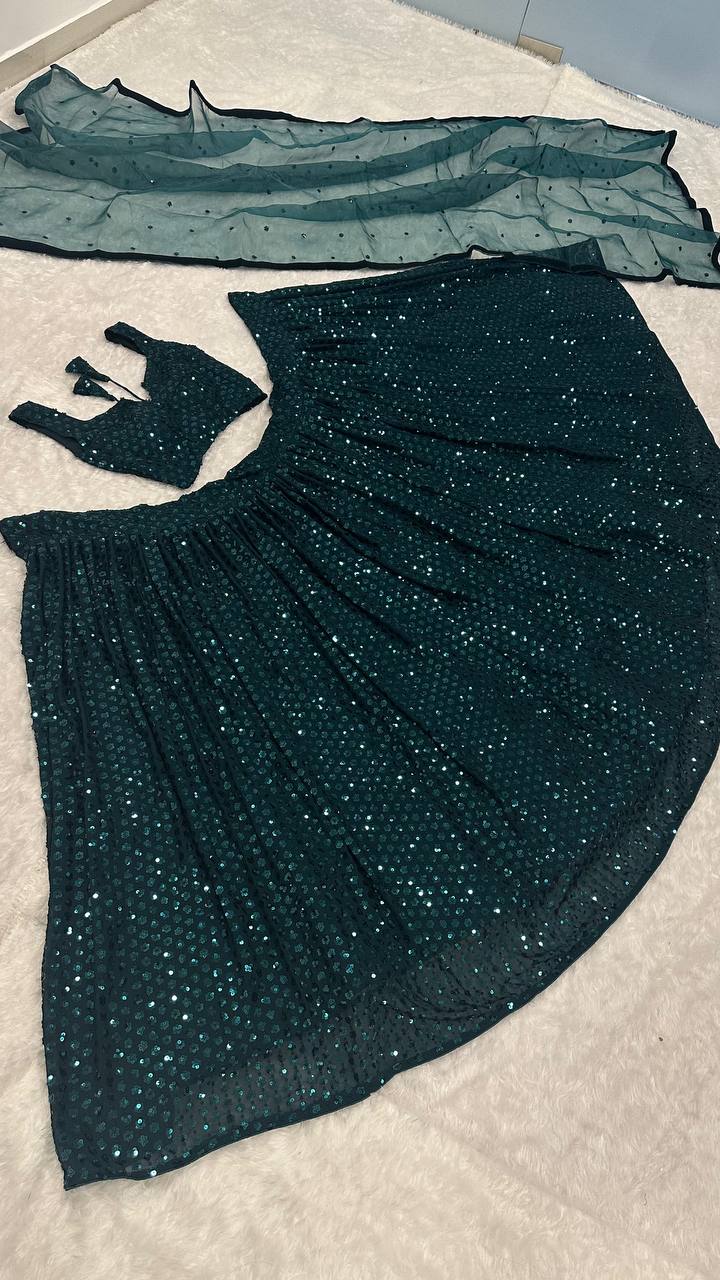 Georgette lehenga with heavy sequins work choli