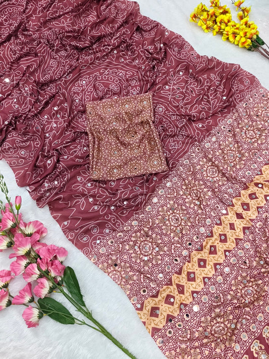 Presenting You Most Beautiful Latest Real Mirror Work Saree Collection