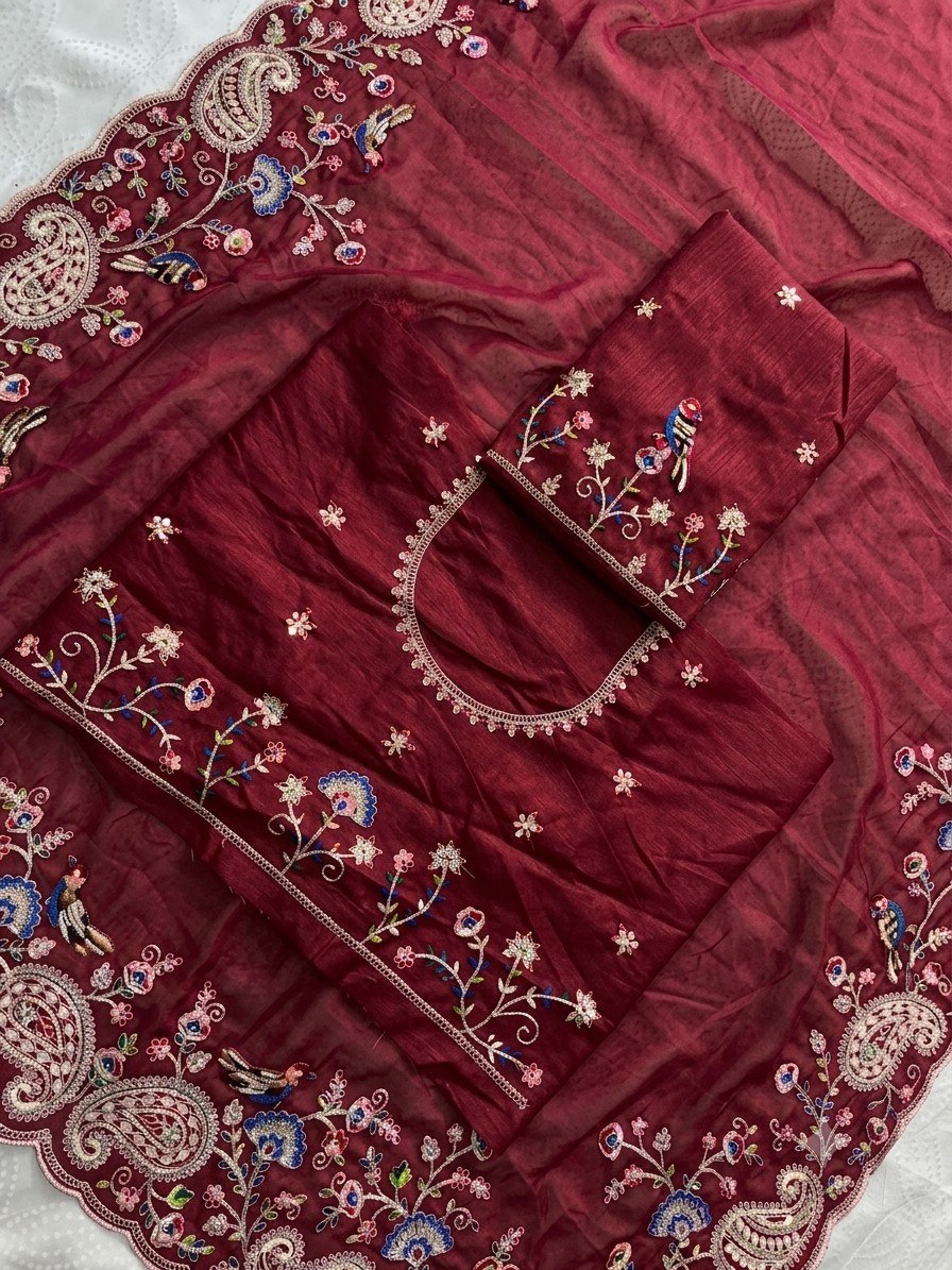 Designer Wedding Party Wear Soft Silk Saree