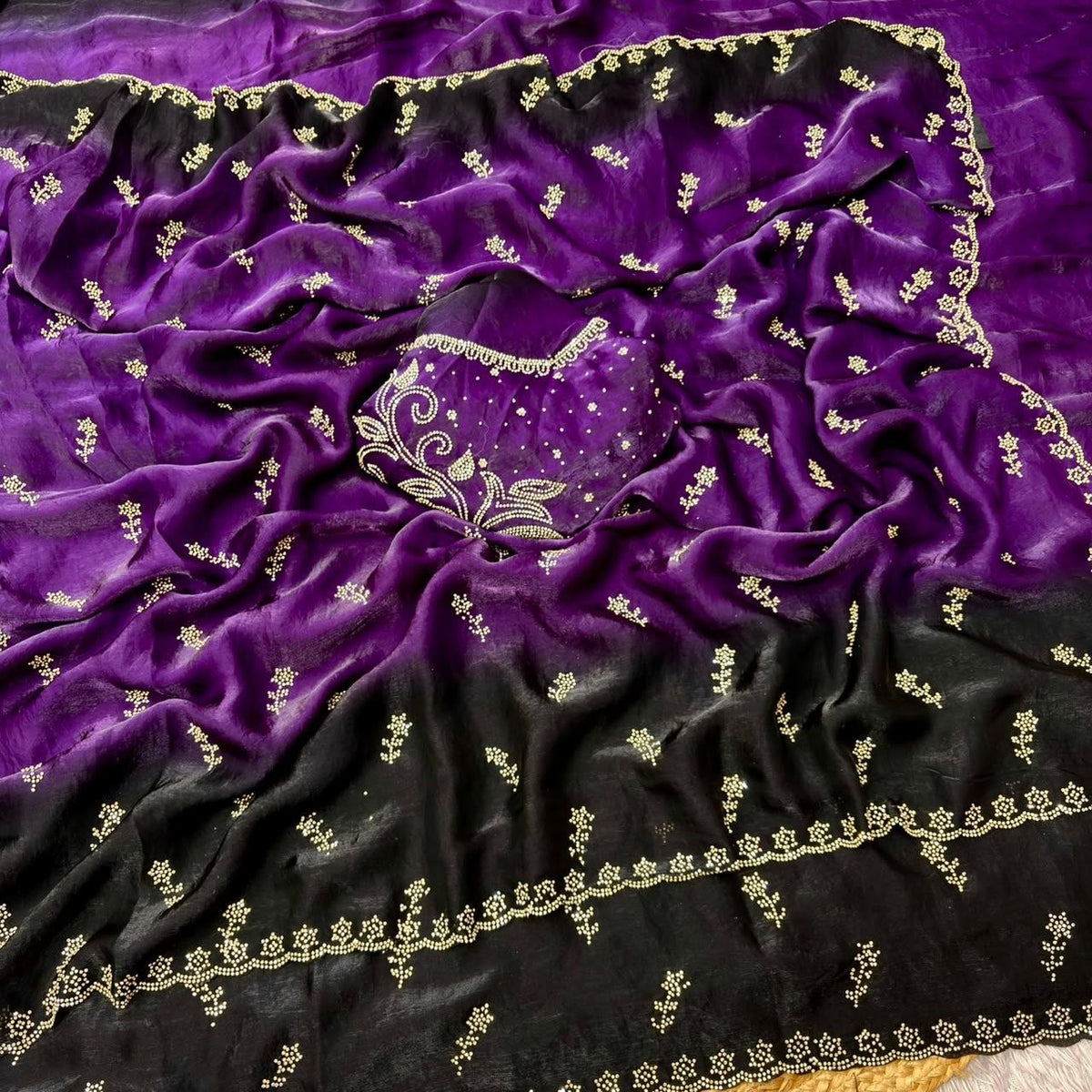 Space silk padding With Beautiful jarkhan Work saree