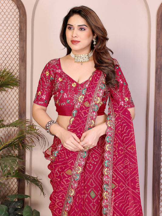 Bandhej Georgette Saree