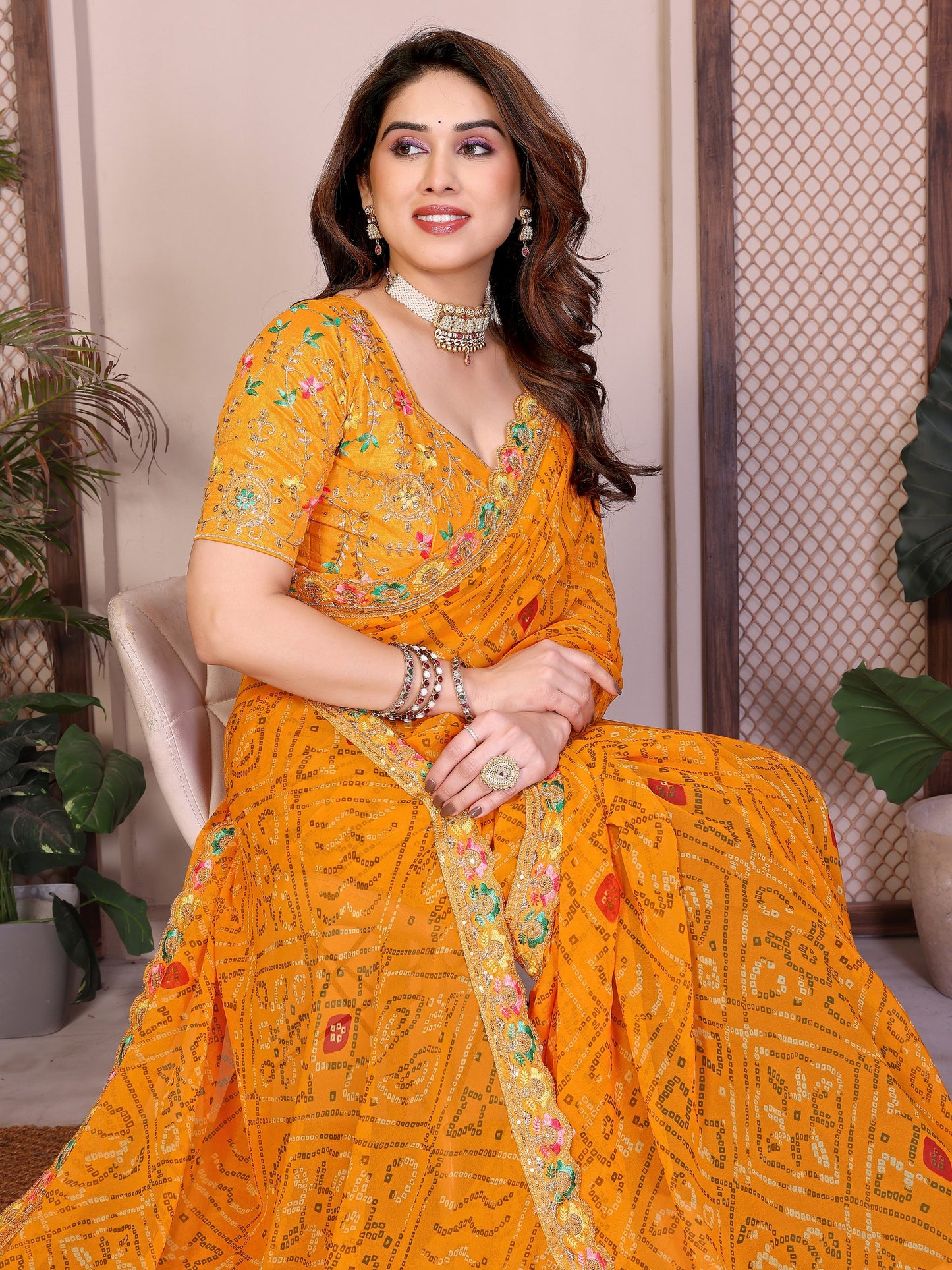 Bandhej Georgette Saree