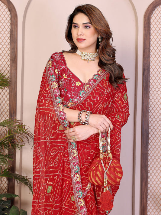 Bandhej Georgette Saree