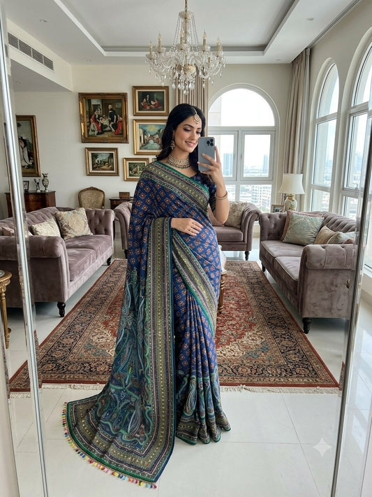 Presenting You Most Beautiful Latest Real Mirror Work Saree Collection