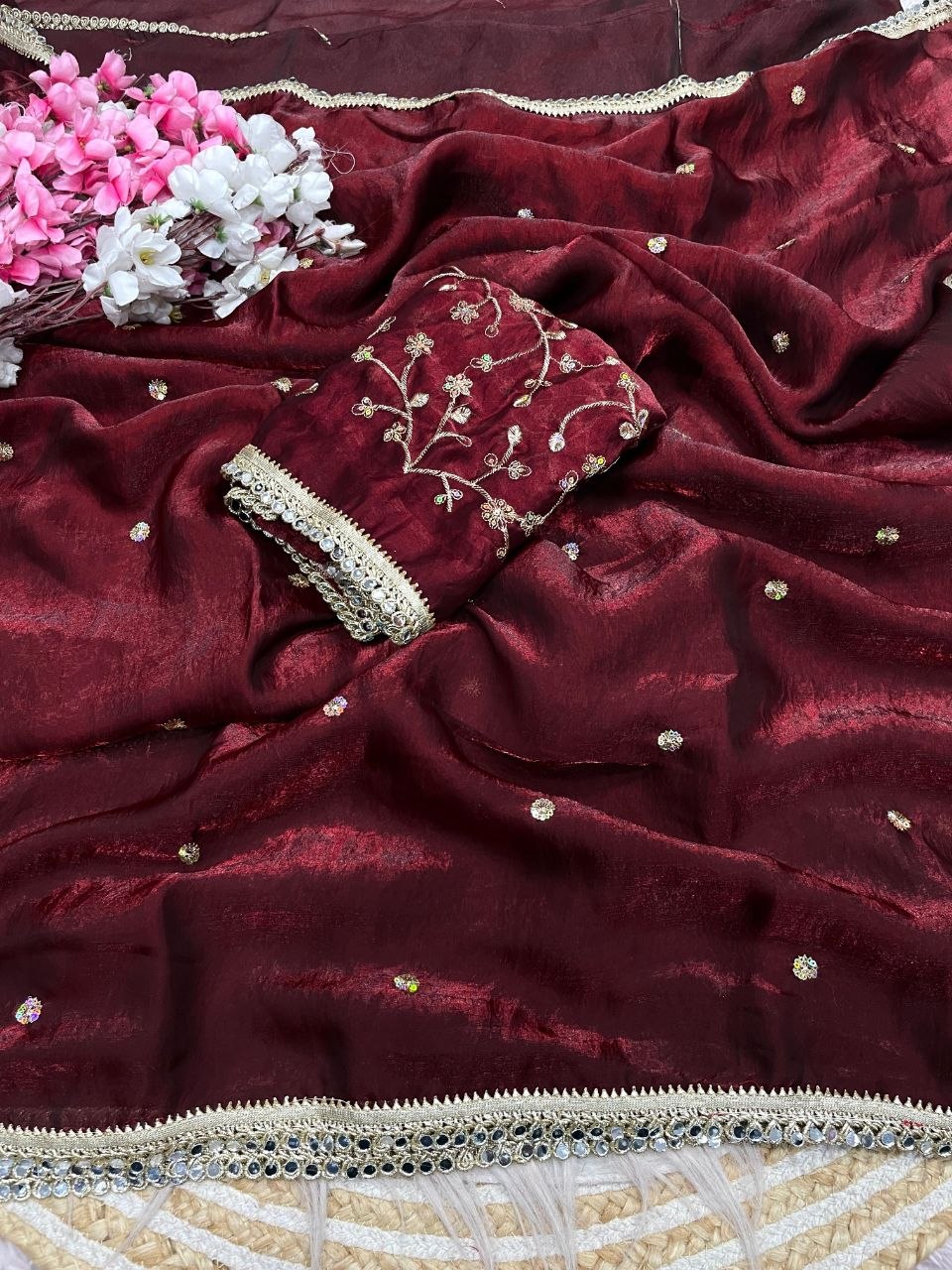 Beautiful Sequence butti all over Saree