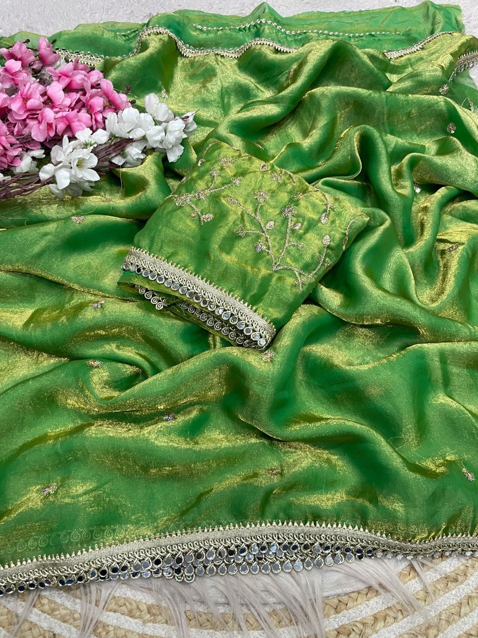 Beautiful Sequence butti all over Saree