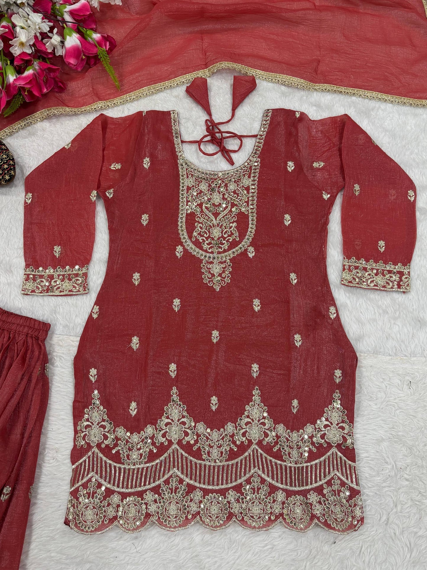Launching New Designer Party Wear Look Top Sharara Plazzo and Dupatta
