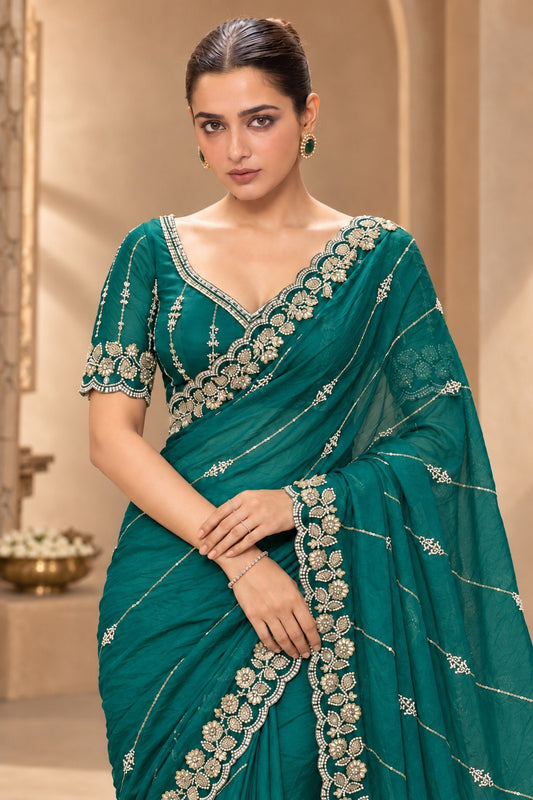Designer Party Wear Fendy Satin Silk Saree