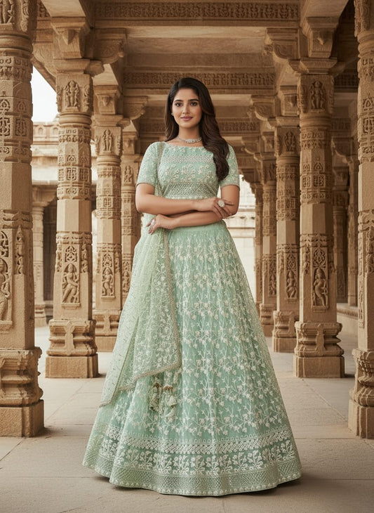 Net Multi Sequence embroidery Lehenga