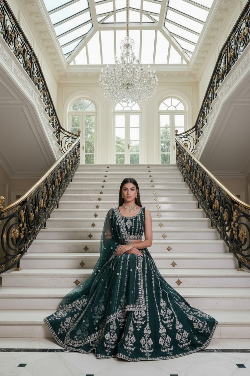 Georgette Zari Sequence & Embroidery Lehenga