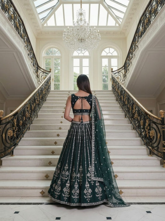 Georgette Zari Sequence & Embroidery Lehenga
