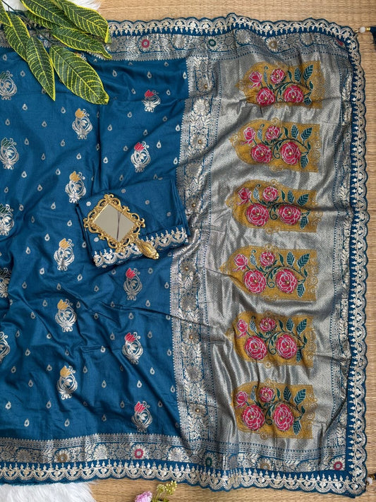 Very soft nd elegant rich look dola silk fabrics saree