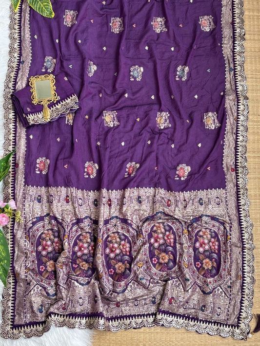 Very soft nd elegant rich look dola silk fabrics saree