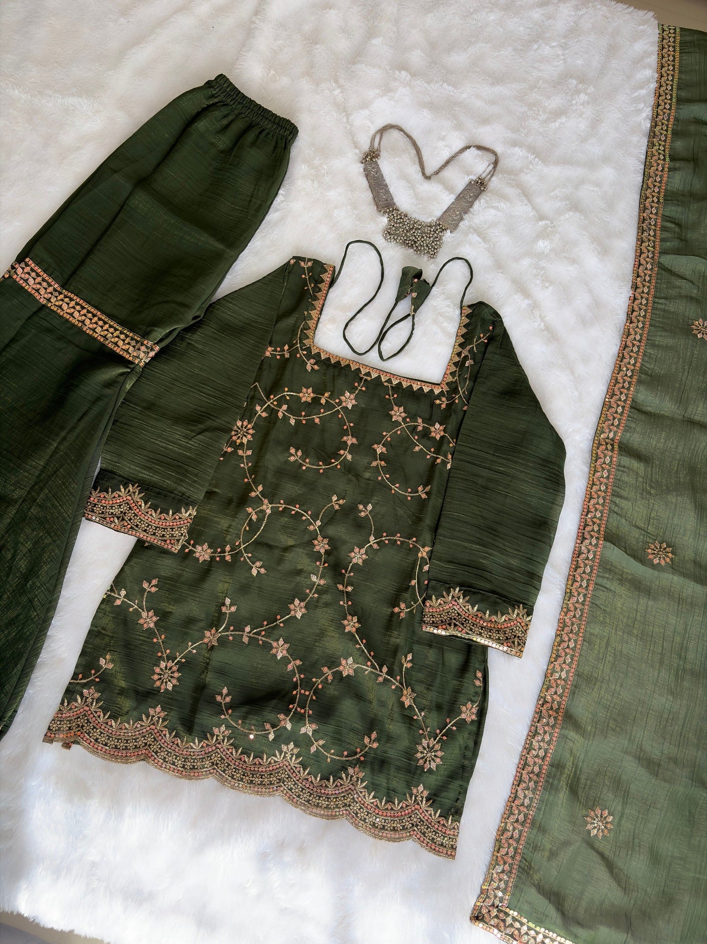 Silk Zari Sequence & Embroidery Work