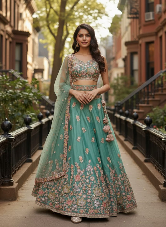 Fandy Zari Sequence & Embroidery Lehenga