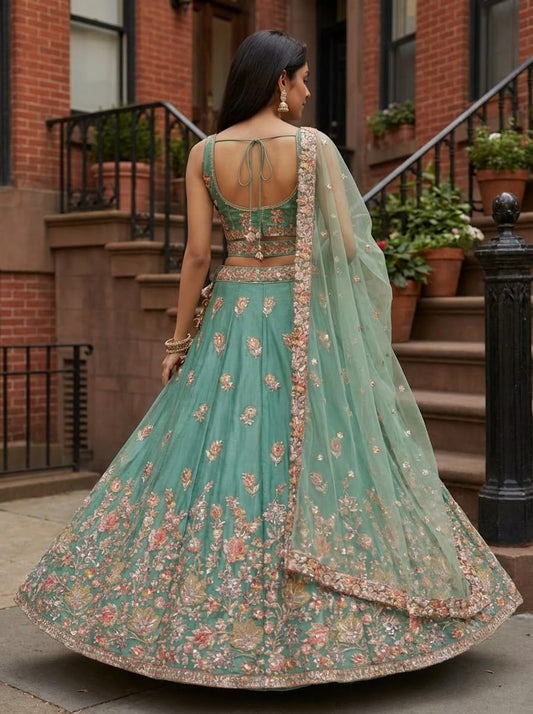 Fandy Zari Sequence & Embroidery Lehenga