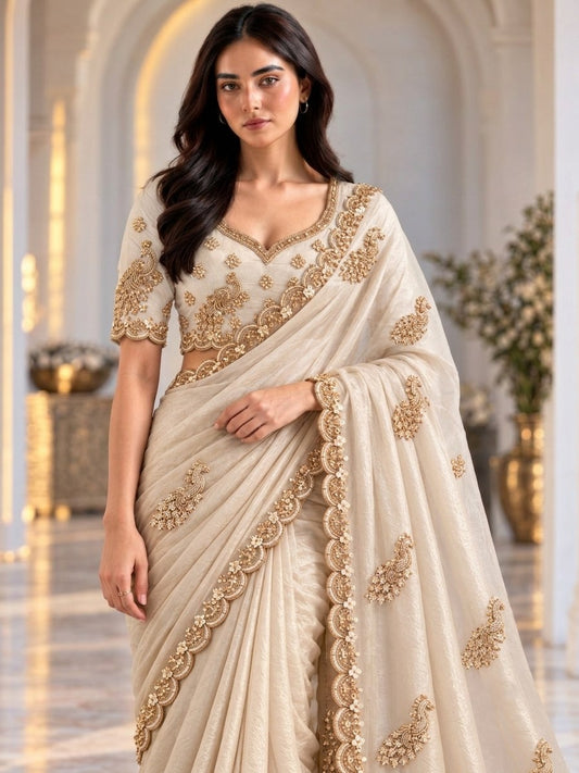 Designer Party Wear Fendy Satin Silk Saree