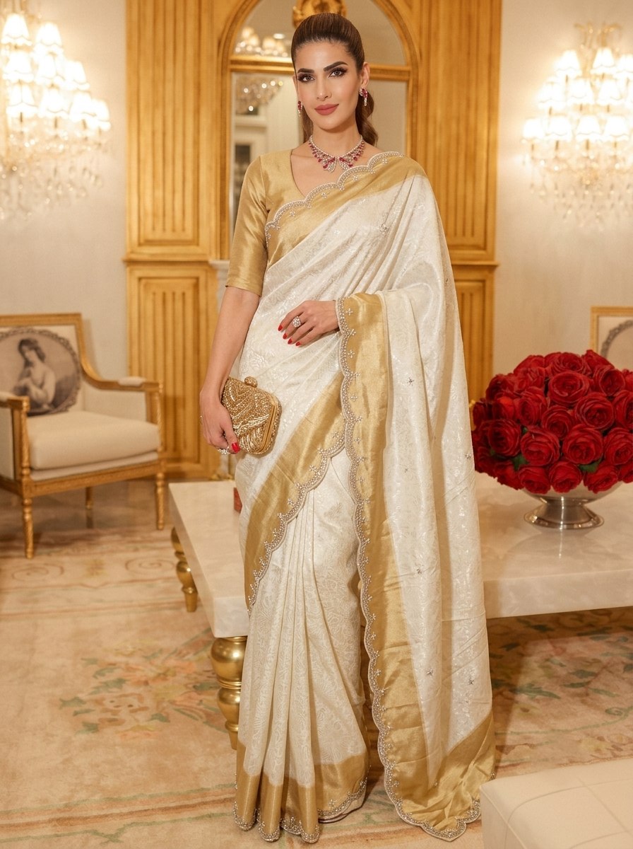 Wedding Wear Pure Kanjivarm Silk Beads Work Saree