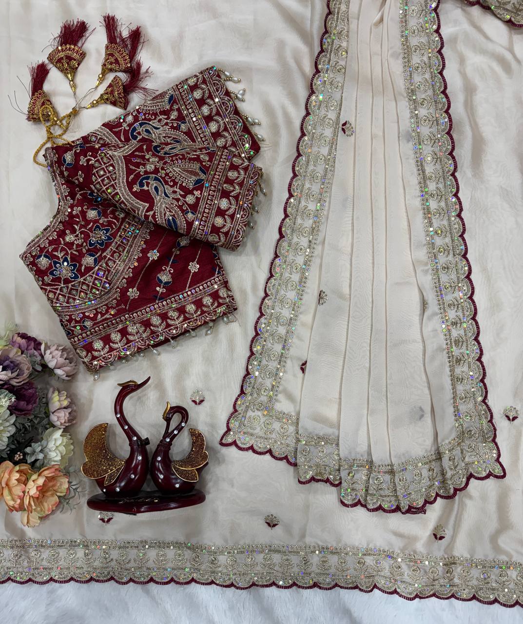 Soft Rangoli silk Beautiful Sequence embroidery work saree