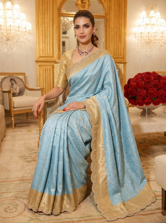 Wedding Wear Pure Kanjivarm Silk Beads Work Saree