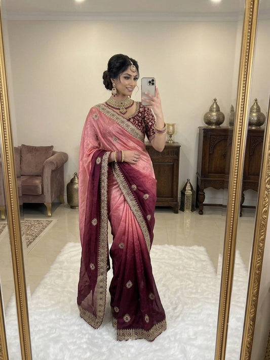 Premium two tone Space Silk Saree