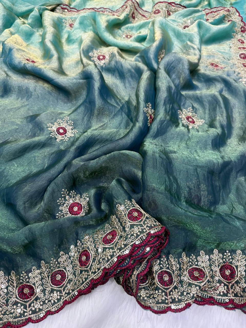 Premium two tone Space Silk Saree