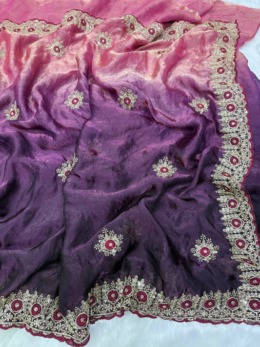 Premium two tone Space Silk Saree