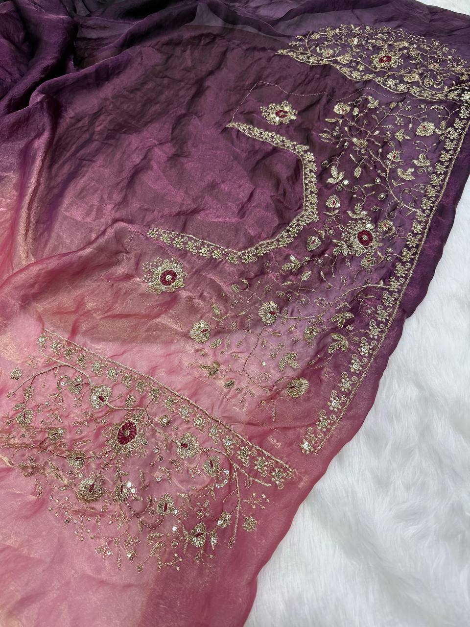 Premium two tone Space Silk Saree